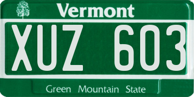 VT license plate XUZ603