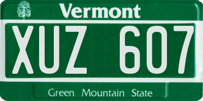 VT license plate XUZ607