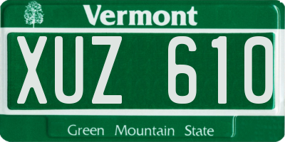 VT license plate XUZ610