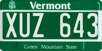 VT license plate XUZ643