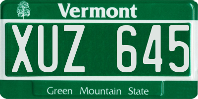 VT license plate XUZ645