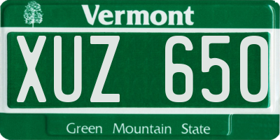 VT license plate XUZ650