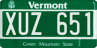 VT license plate XUZ651