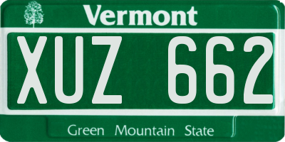 VT license plate XUZ662