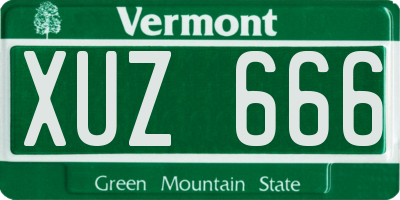 VT license plate XUZ666