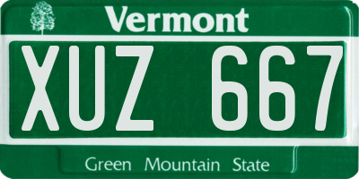 VT license plate XUZ667