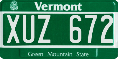 VT license plate XUZ672