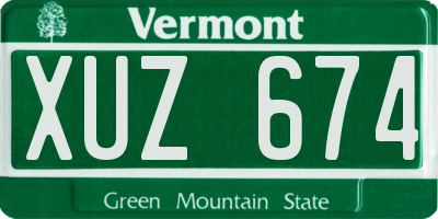 VT license plate XUZ674