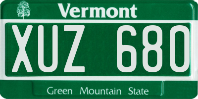 VT license plate XUZ680