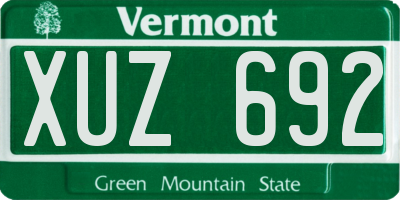 VT license plate XUZ692