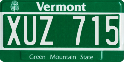 VT license plate XUZ715