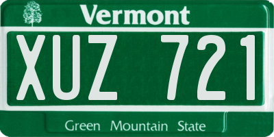 VT license plate XUZ721