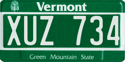 VT license plate XUZ734