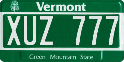 VT license plate XUZ777