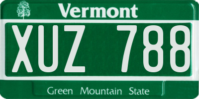VT license plate XUZ788