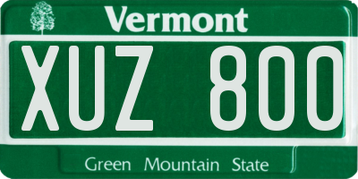 VT license plate XUZ800