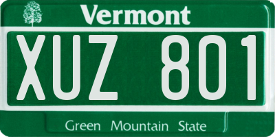 VT license plate XUZ801