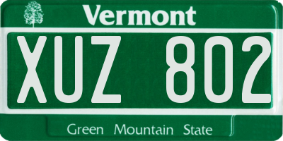 VT license plate XUZ802