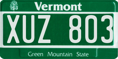 VT license plate XUZ803
