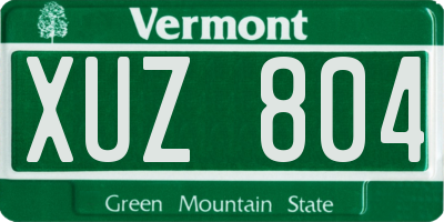 VT license plate XUZ804