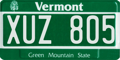 VT license plate XUZ805