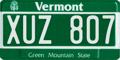 VT license plate XUZ807