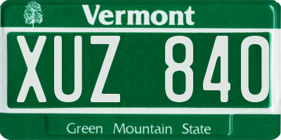 VT license plate XUZ840