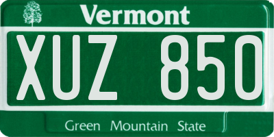 VT license plate XUZ850