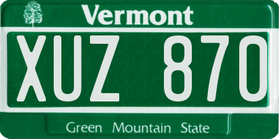 VT license plate XUZ870