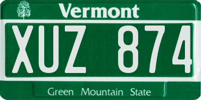 VT license plate XUZ874