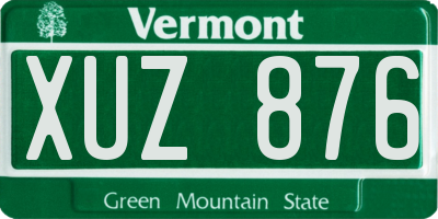 VT license plate XUZ876