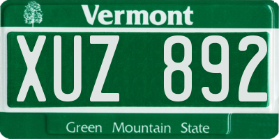 VT license plate XUZ892