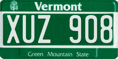 VT license plate XUZ908