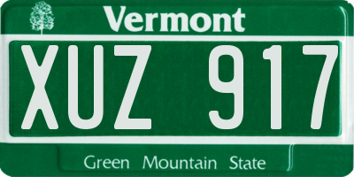 VT license plate XUZ917