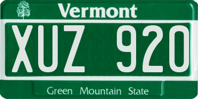 VT license plate XUZ920