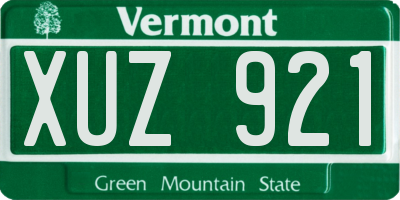 VT license plate XUZ921