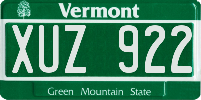 VT license plate XUZ922