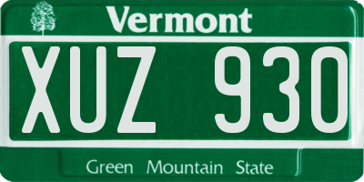 VT license plate XUZ930