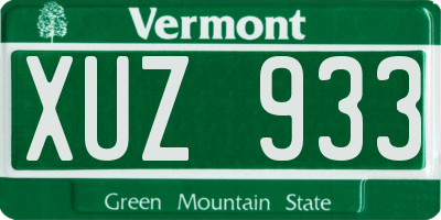 VT license plate XUZ933