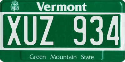 VT license plate XUZ934