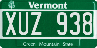 VT license plate XUZ938