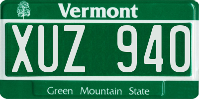 VT license plate XUZ940