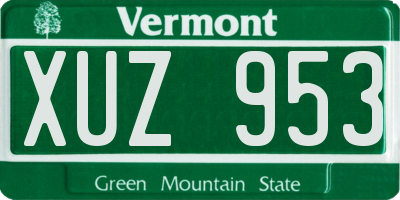 VT license plate XUZ953