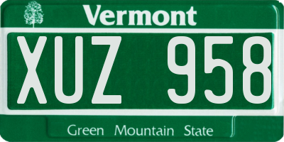 VT license plate XUZ958
