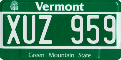 VT license plate XUZ959