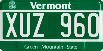 VT license plate XUZ960