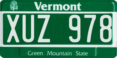 VT license plate XUZ978