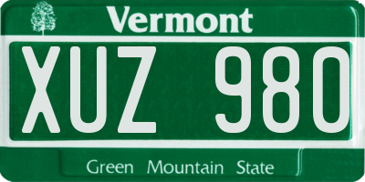 VT license plate XUZ980