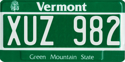 VT license plate XUZ982