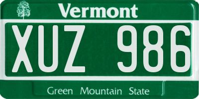 VT license plate XUZ986